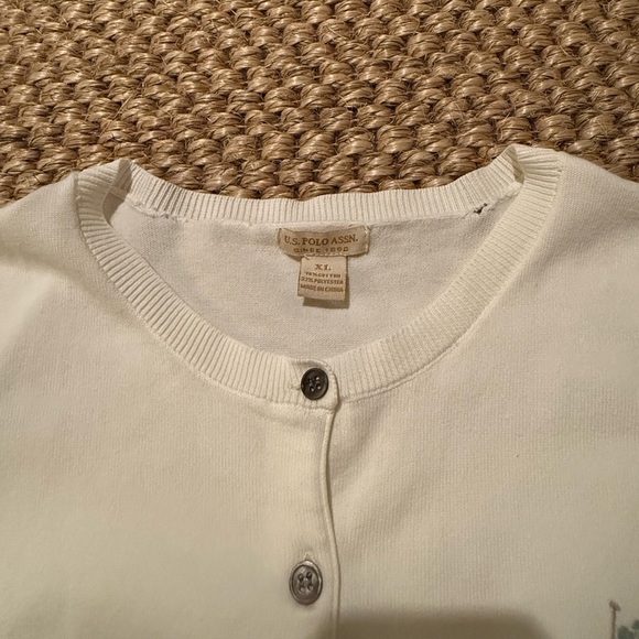Ralph Lauren U.S. Polo Assn. embroidered jockey white cardigan women’s XL - Picture 8 of 11